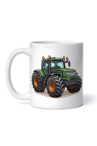 OEM Cană albă personalizată, Tractor Bizon Angry, INOVATIX®. 330ml