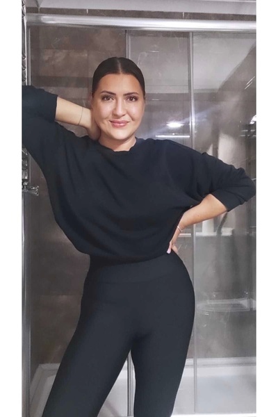 Genel Markalar Yüksek Bel Dalgıç Kumaş Siyah Tayt