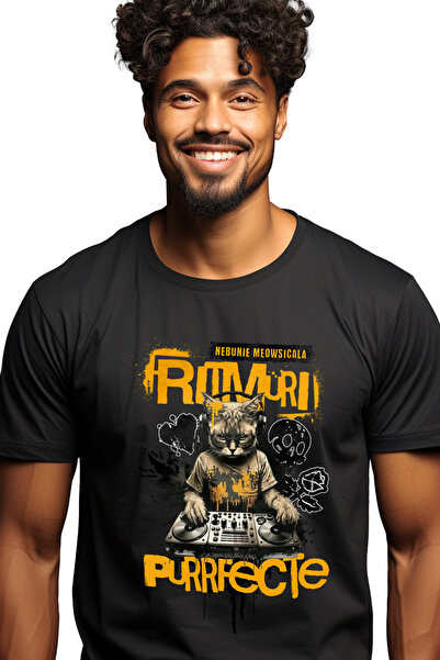 StoryGift Romania Tricou Barbati Ritmuri Purrfecte, Nebunie Meowsicala Cu Imp...