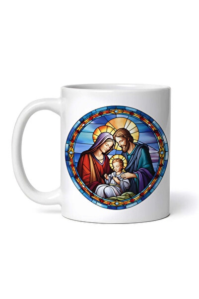OEM Cană albă personalizată, Nașterea Domnului din vitraliu, INOVATIX®. 330ml