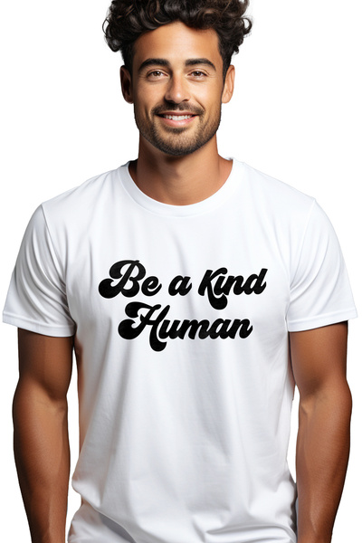 StoryGift Romania Tricou Barbati Cu Mesajul In Engleza "be A Kind Human" - Fi...