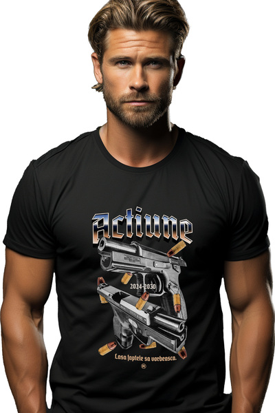 StoryGift Romania Tricou Barbati Actiune - Pistol - Lasa Faptele Sa Vorbeasca...