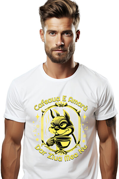 StoryGift Romania Tricou Barbati Cafeaua E Amara, Dar Ziua Mea Nu Cu Imprimeu...