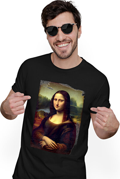 StoryGift Romania Men's T-Shirt With Painting Style Gioconda, Leonardo Da Vin...
