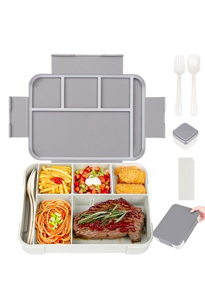Choice 1330ml 0016 Grey Adorable Pattern Kids Lunch Box Portable Divided Microwave Oven Bento Box Leakproof