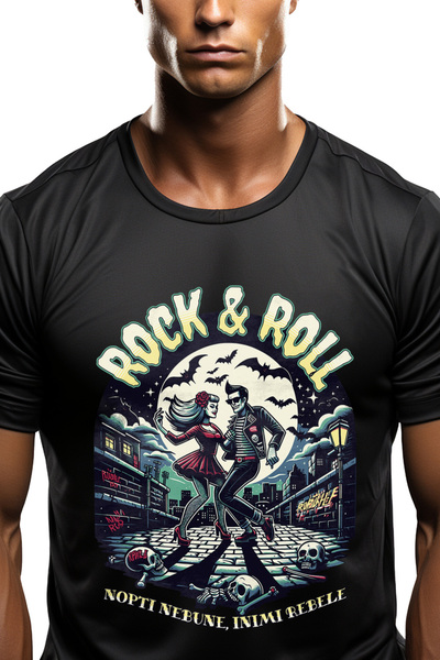 StoryGift Romania Tricou Barbati Rock & Roll. Nopti Nebune, Inimi Rebele Iubi...