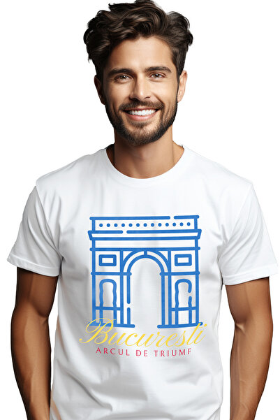 StoryGift Romania Tricou Barbati Bucuresti - Arcul De Triumf Cu Imprimeu Pe F...