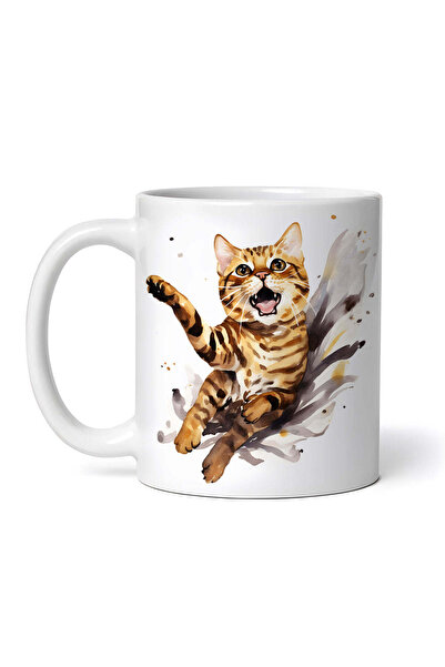 OEM Εξατομικευμένη λευκή κούπα, Γάτα Βεγγάλης, INOVATIX®. 330ml