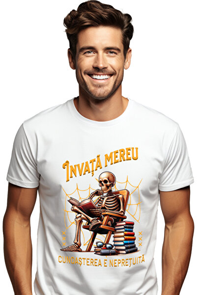 StoryGift Romania Tricou Barbati Invata Mereu, Cunoasterea E Nepretuita Schel...