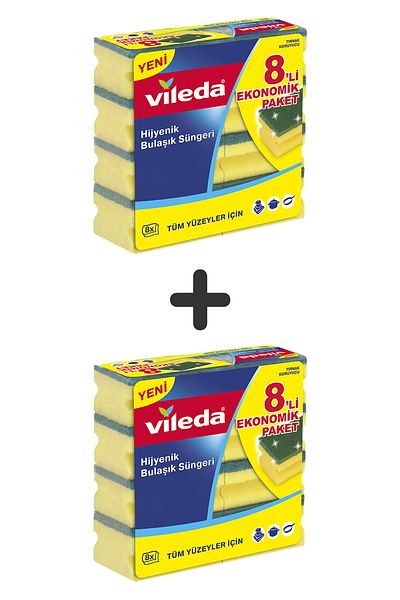 Vileda Green 8-piece Classic Corrugated Sponge - 2 Pack