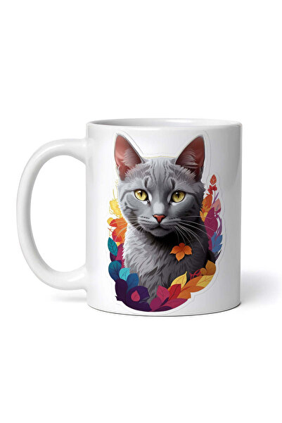 OEM Cană albă personalizată, Pisica Korat cu floricele de porumb, INOVATIX®. ...