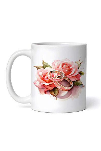 OEM Cană albă personalizată, Verighete Aroma Iubirii, INOVATIX®. 330ml