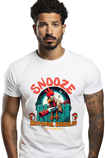StoryGift Romania Tricou Barbati Snooze Butonul Eroului De Dimineata Cu Impri...