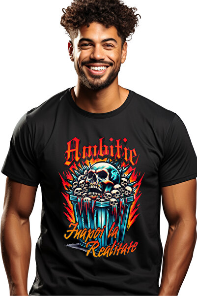 StoryGift Romania Tricou Barbati Ambitie - Inapoi La Realitate Cu Imprimeu Pe...