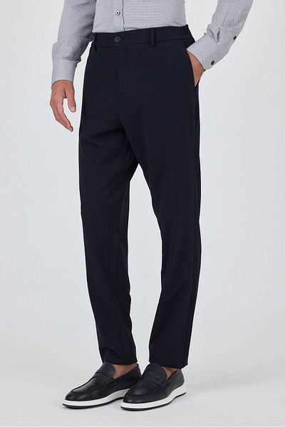 İmza Dark Navy Blue Flexible Side Pocket Casual Standard Fit Jogger Trousers 1003250119