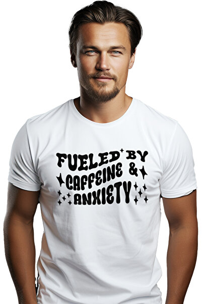 StoryGift Romania Tricou Barbati cu mesajul "Alimentat cu cafeina si anxietat...