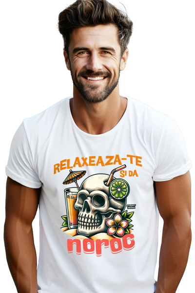 StoryGift Romania Tricou Barbati Relaxeaza-te Si Da Noroc Craniu Cocktail Rel...