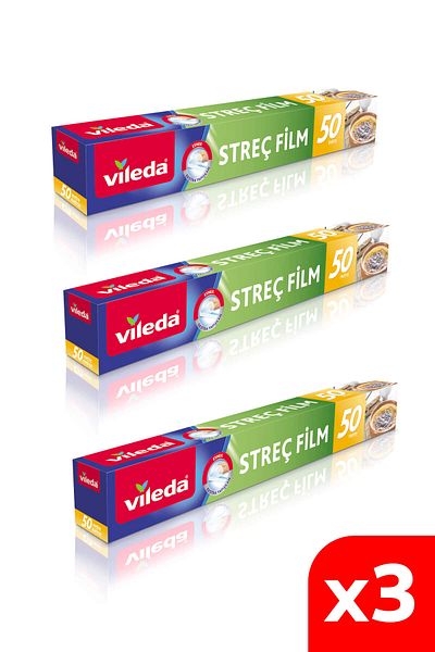 Vileda 50MtStretchFilm- 3 Pack