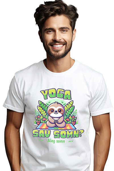 StoryGift Romania Tricou Barbati Animal Lenes Yoga Sau Somn Somn Cu Imprimeu ...