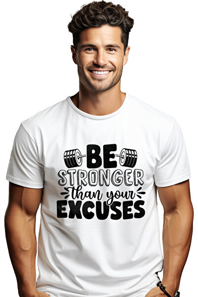 StoryGift Romania Tricou bărbătesc cu o ganteră și mesajul „fii mai puternic ...