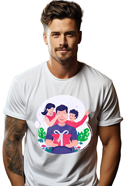 StoryGift Romania Tricou Barbati Cu Copii, Tata, Parinte, Cadou, Flori, Cu Im...