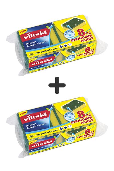 Vileda Green Classic Flat Sponge - 2 Pack of 8
