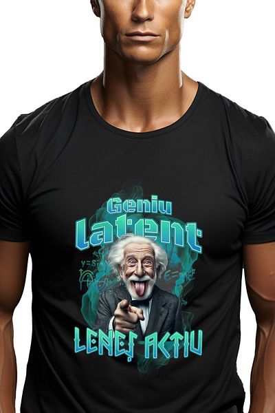 StoryGift Romania Tricou Barbati Geniu Latent Lenes Activ, Matematica, Haios Cu Imprimeu Pe Fata, 100% Bumbastg