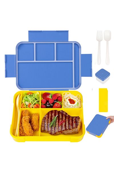 Choice 1330ml 0016 Blue Yellow Adorable Pattern Kids Lunch Box Portable Divided Microwave Oven Bento Box Le
