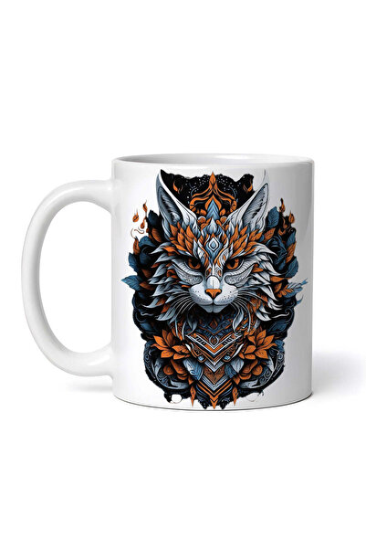 OEM Εξατομικευμένη λευκή κούπα, Κέλτικη γάτα, INOVATIX®. 330ml