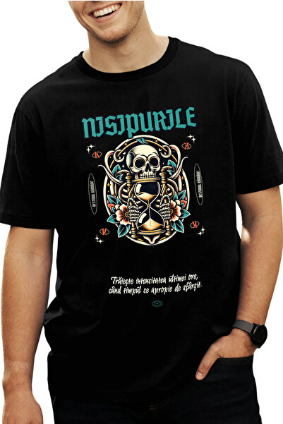 StoryGift Romania Tricou Barbati Nisipurile Timpului Cap Craniu Clepsidra Tim...