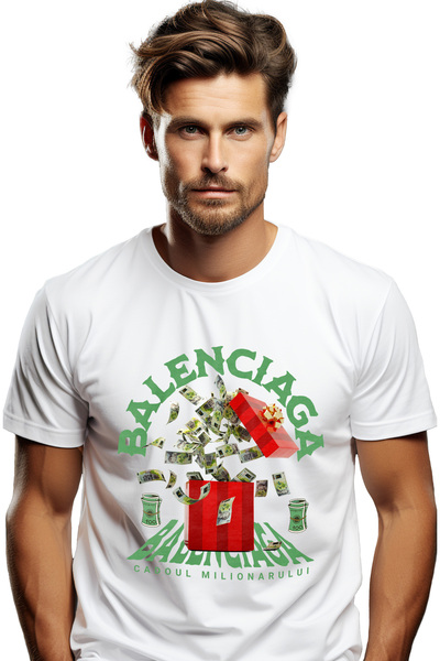 StoryGift Romania Balenciaga Men's T-Shirt - Millionaire's Gift With Front Pr...