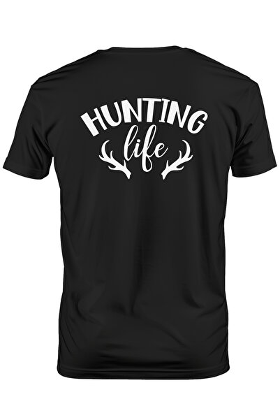 StoryGift Romania Tricou Barbati Cu Niste Coarne De Cerb Si Textul "hunting Life" - Viata La Vanatoare Cu Im Stg