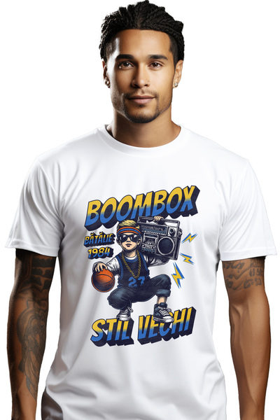 StoryGift Romania Tricou Barbati Baiat Cu Minge Baschet Stil Vechi Cu Imprime...