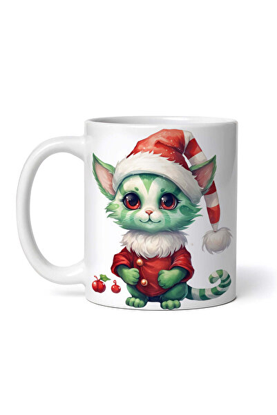 OEM Cană albă personalizată, Pisică cu bluză roșie și guler de blană, INOVATI...