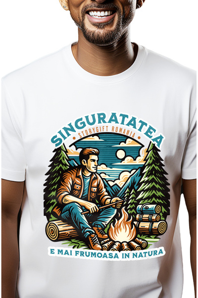 StoryGift Romania Ανδρικό T-shirt Η μοναξιά είναι πιο όμορφη στη φύση, Περιπέ...