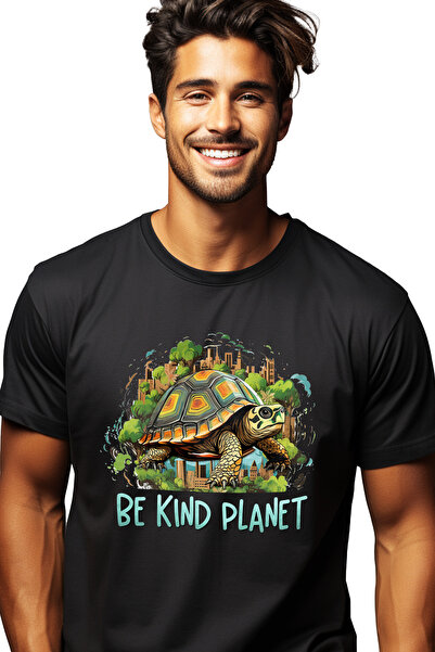 StoryGift Romania Tricou bărbătesc cu o broască țestoasă și mesajul „Fii bun,...