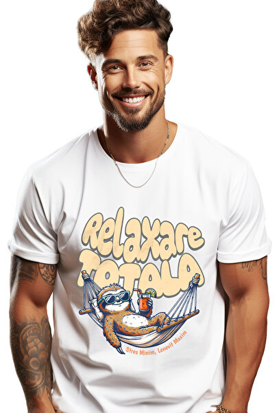 StoryGift Romania Tricou Barbati Relaxare Totala Lenes Cu Bautura In Mana In ...