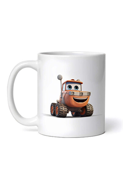 OEM Cană albă personalizată, Tractor cu ochi zâmbitori, INOVATIX®. 330ml