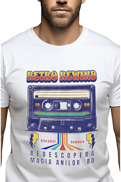 StoryGift Romania Tricou Barbati Casetofon Vintige Retro Rewind Redescoperă M...