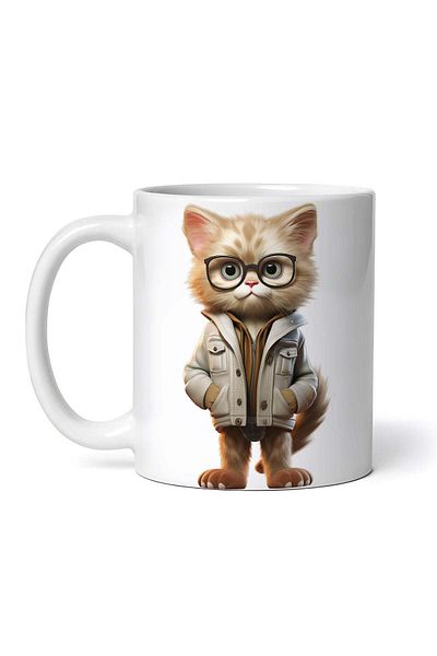 OEM Personalized white mug, Cleo Cat, INOVATIX®. 330ml