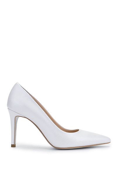 Tamer Tanca Women's Genuine Leather White Heeled Shoes