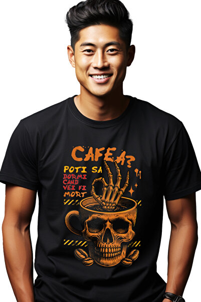 StoryGift Romania Tricou Barbati Cana De Cafea Cu Forma Cap De Craniu, Coffe ...