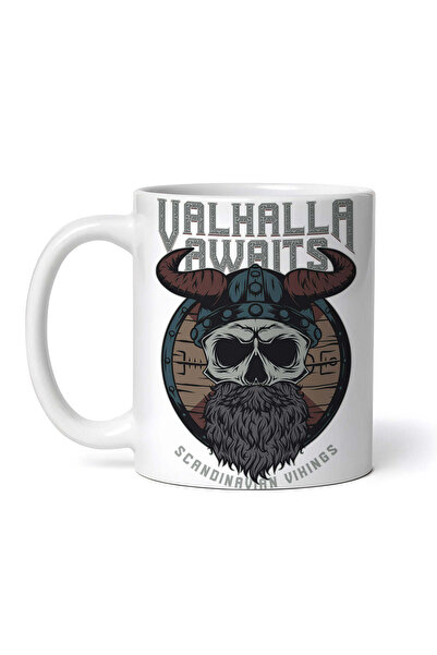 OEM Cană albă personalizată, Valhalla îi așteaptă pe vikingii scandinavi, INO...