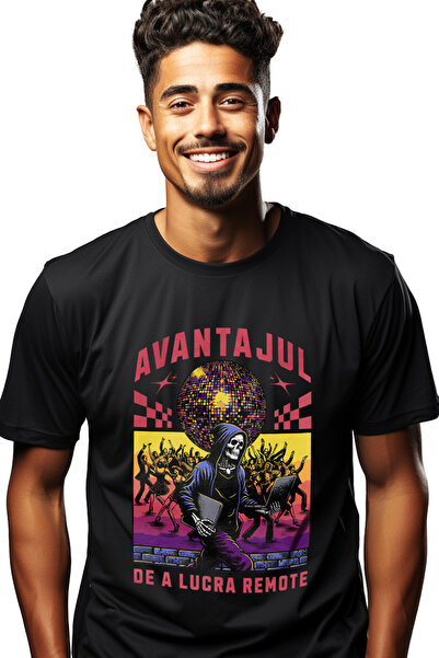 StoryGift Romania Tricou Barbati Avantajul De A Lucra Remote Schelete In Club...