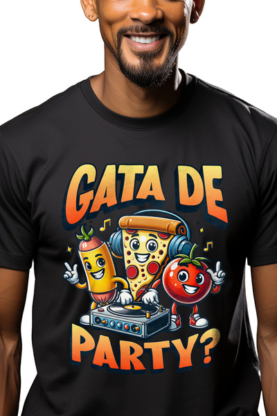 StoryGift Romania Tricou Barbati Pizza Party Dj Felie Pizza Rosie Gata De Pet...