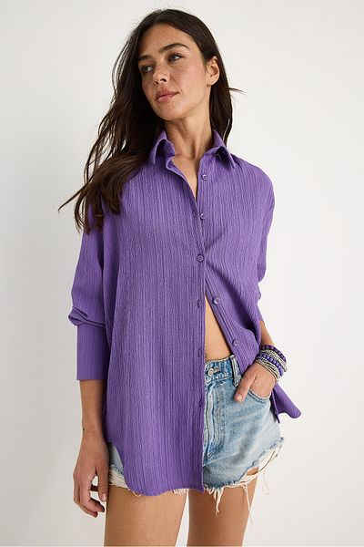 Bianco Lucci Women's Off-Shoulder Oversize Basic Wrap Shirt 60392 60271069