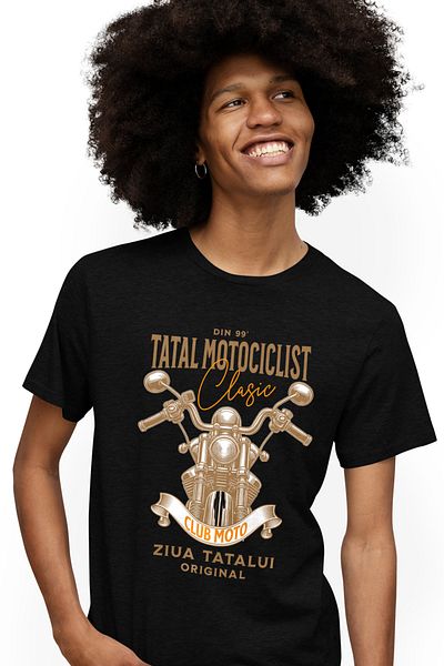 StoryGift Romania Tricou Barbati Cel Mai Buntatal Motor Familie Relatie Tata Copi Cu Imprimeu Pe Fata, 100% Stg