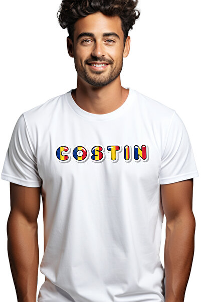 StoryGift Romania Tricou Barbati Cu Numele Costin, Romania, Suporter, Steagul...