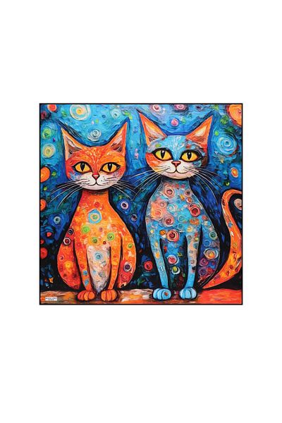 Bursa İpek Orange Cat Pattern Silk Handkerchief