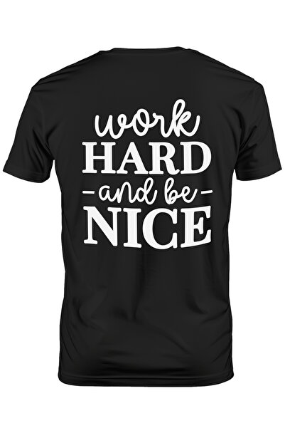 StoryGift Romania Tricou Barbati Cu Mesajul "work Hard And Be Nice" - Muncest...